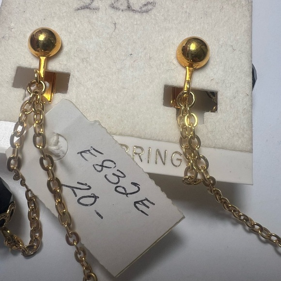 Vintage Joel Powell Designs Clip Earrings Gold/Black - Picture 5 of 8